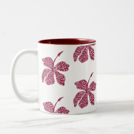 Red Hibiscus Floral Art Zweifarbige Tasse
