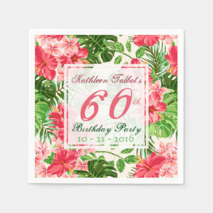 Red Hibiskus 60. Geburtstagsparty Paper Napkin Serviette