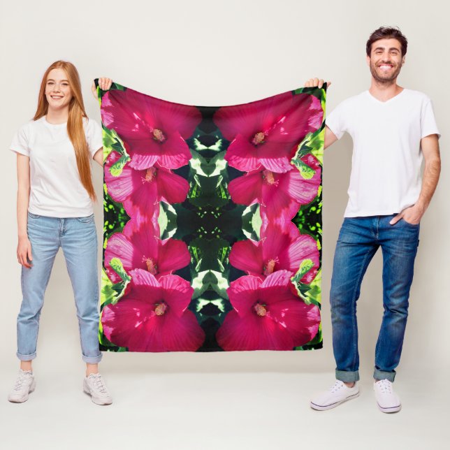 Red Hibiskus Blume Pair Abstrakt Fleecedecke (Beispiel)