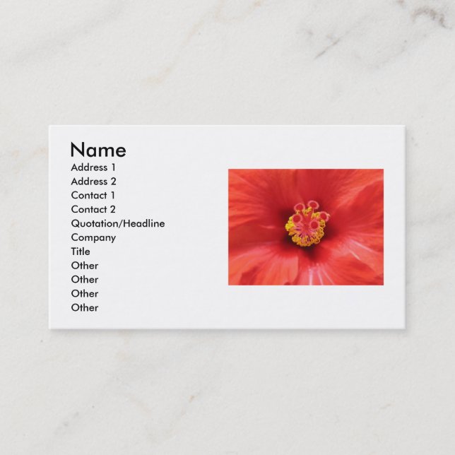 Red Hibiskus Business Card Visitenkarte (Vorderseite)