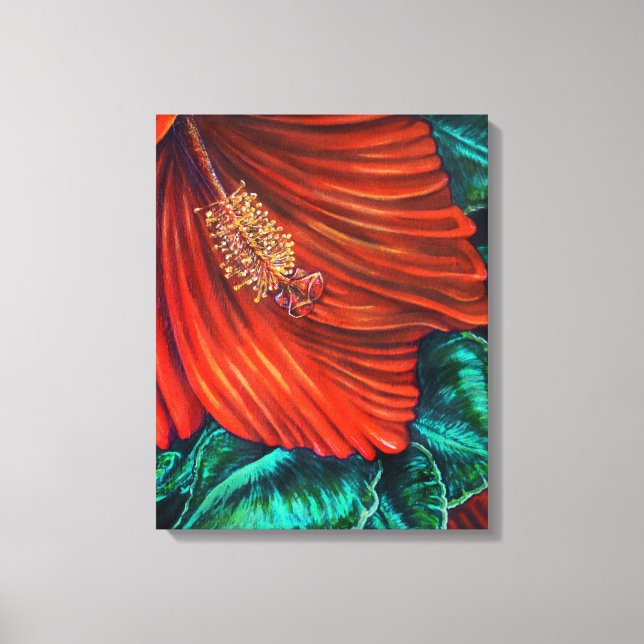 Red Hibiskus - Canvas Print Leinwanddruck (Vorderseite)
