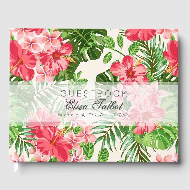 Red Hibiskus Funerary Memorial Guest Book Gästebuch (Vorderseite)