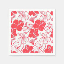 Red Hibiskus Hawaiian Blume Pattern Napkins