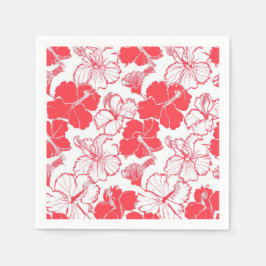 Red Hibiskus Hawaiian Blume Pattern Napkins Serviette