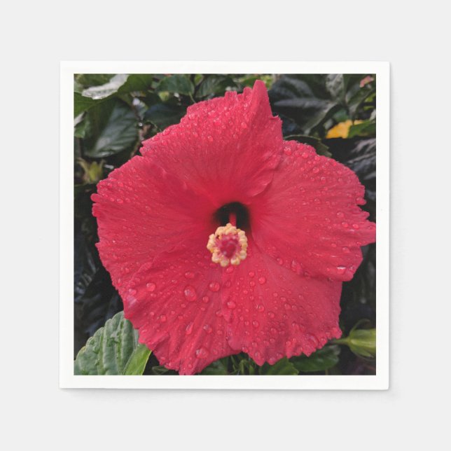 Red Hibiskus Paper Napkin Serviette (Vorderseite)