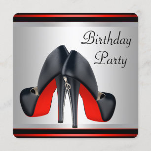 Red High Heel Schuhe Rot und Black Birthday Party Einladung