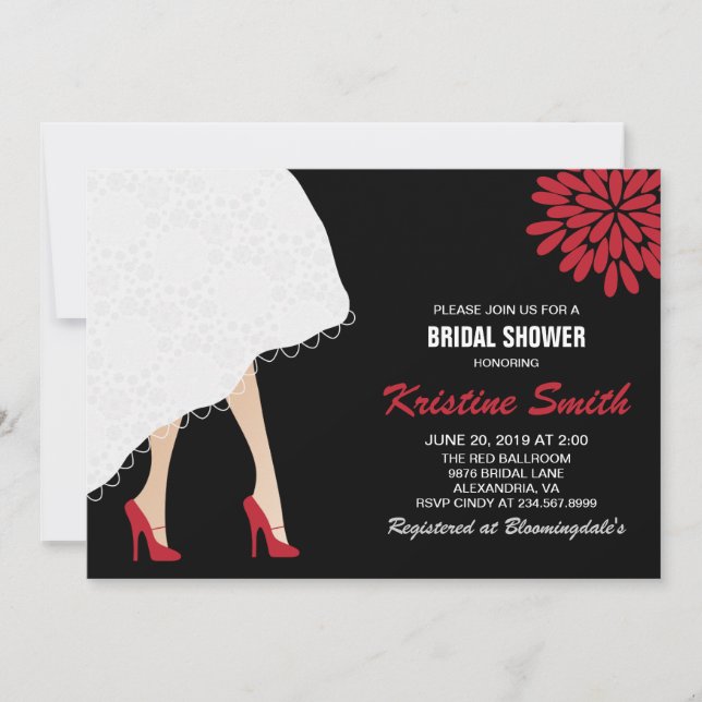 Red High Heel Shoes Bridal Dusche Einladung (Vorderseite)
