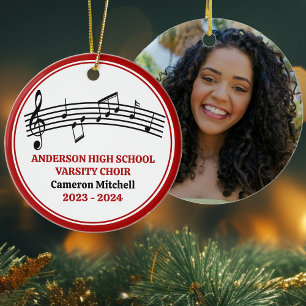 Red High School Chor Custom Christmas Keramik Ornament