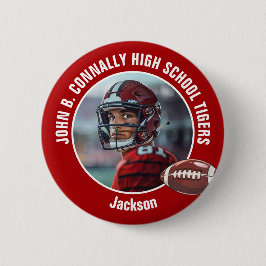 Red High School Football Player Foto Button