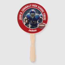 Red High School Football Player Photo Parent Fächer