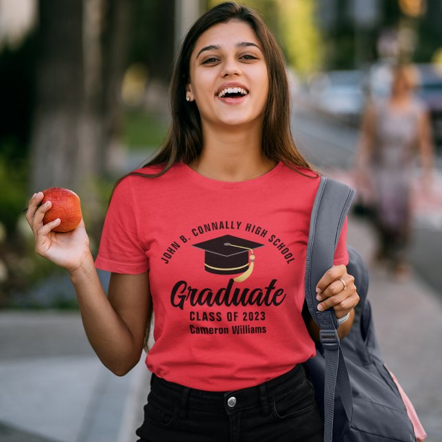 Red High School Graduate Custom 2023 Graduation T-Shirt (Von Creator hochgeladen)