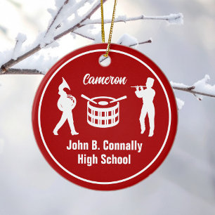 Red High School Marching Band Custom Christmas Keramik Ornament