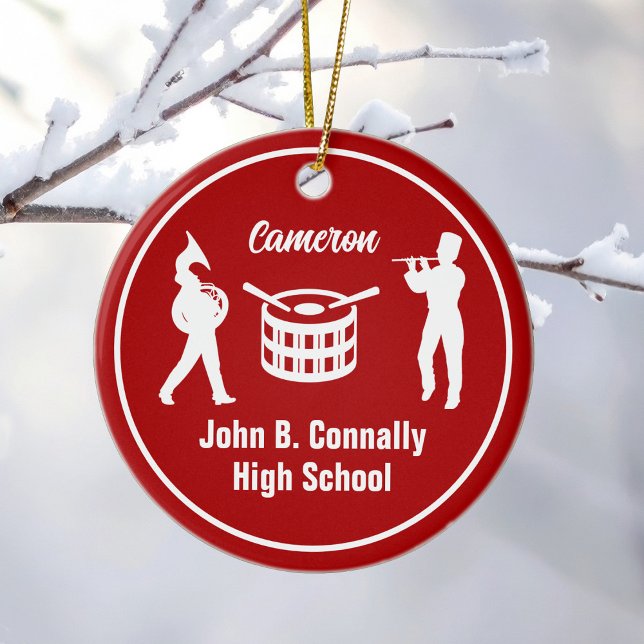 Red High School Marching Band Custom Christmas Keramik Ornament (Von Creator hochgeladen)