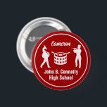 Red High School Marching Band Personalisiert<br><div class="desc">Dieser coole,  individuell angepasste Rot High School Marching Band Button zeigt eine weiße Typografie Ihres Spielernamen unter den Schlagzeug. Ein großartiges Geschenk für Schüler und Musiker für Eltern.</div>