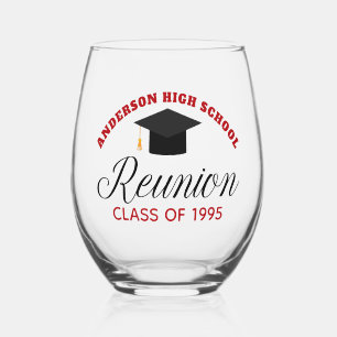Red High School Wiedersehen Party Custom Alumni Weinglas Ohne Stiel
