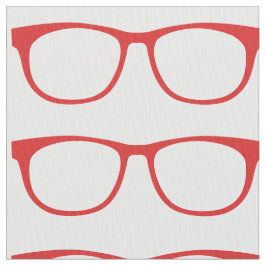Red Hipster Geek Glasses Fabric Stoff