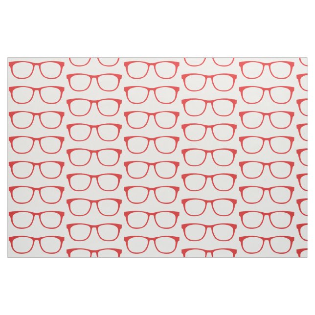 Red Hipster Geek Glasses Fabric Stoff (Fat Quarter (45,7 x 55,9 cm))