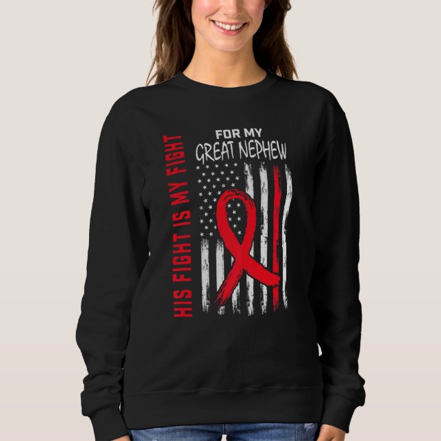 Red His Fight Great Nephew Heart Disease Awareness Sweatshirt (Vorderseite)