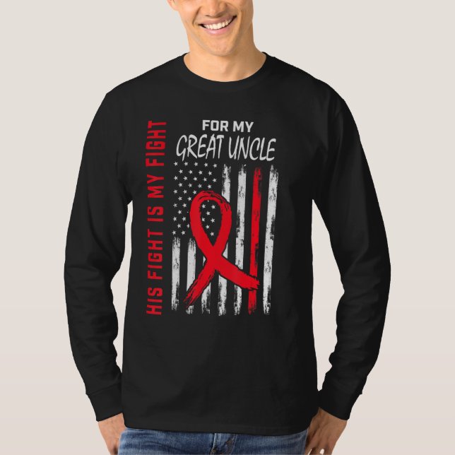 Red His Fight Great Uncle Heart Disease Awareness  T-Shirt (Vorderseite)