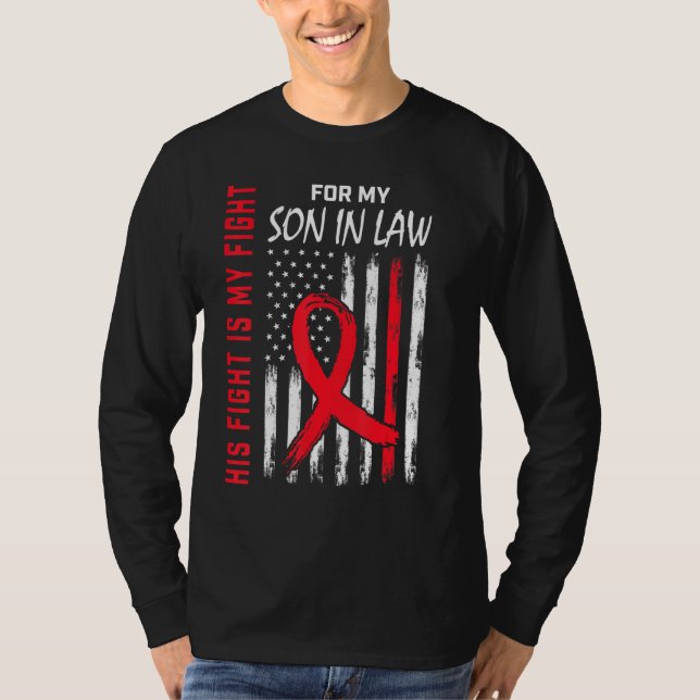 Red His Fight Son In Law Heart Disease Awareness F T-Shirt (Vorderseite)