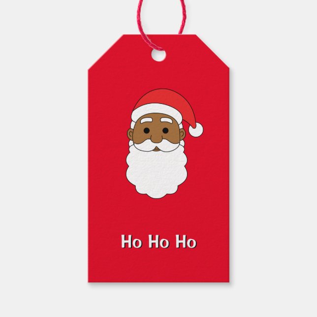 Red Ho Ho Ho African American Santa Claus Family Geschenkanhänger (Vorderseite)