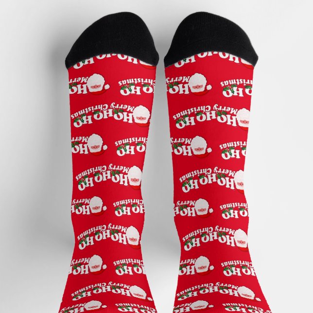 Red ho ho ho ho santa Weihnachten Socken (Oben)