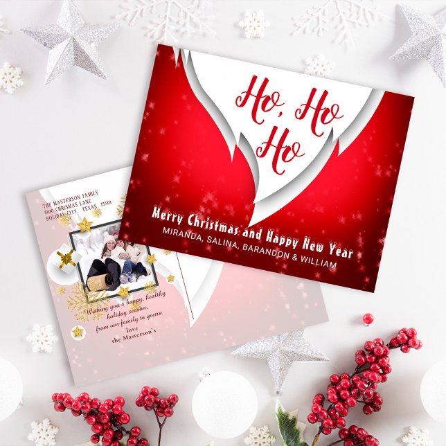 Red Ho Ho Weihnachten und Neujahr Foto Grüße (Von Creator hochgeladen)