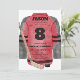 Red Hockey Jersey Birthday Sports Party Einladung