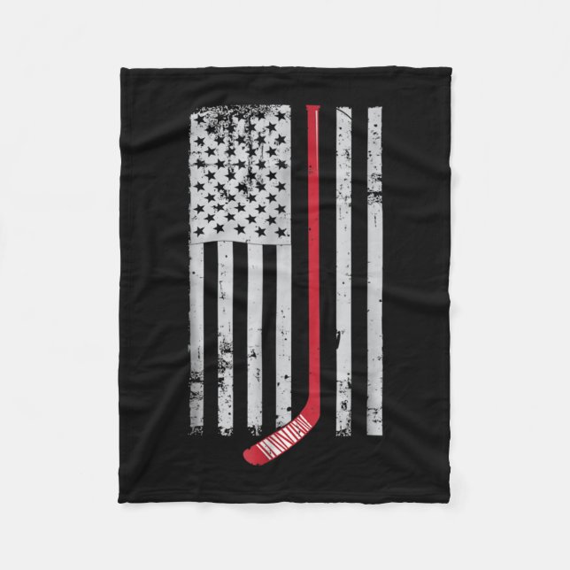Red Hockey Stick American Flag USA Hockey Fleecedecke (Vorderseite)