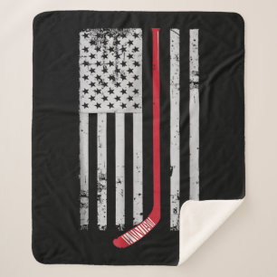Red Hockey Stick American Flag USA Hockey Sherpadecke