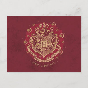 Red HOGWARTS™ Wappen Holiday Wreath Feiertagspostkarte