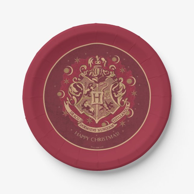 Red HOGWARTS™ Wappen Holiday Wreath Pappteller (Vorderseite)