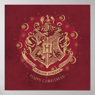 Red HOGWARTS™ Wappen Holiday Wreath Poster
