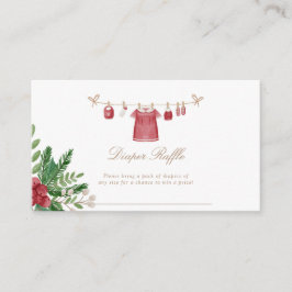 Red Holiday Baby Dusche Raffle Card 3.5x2 Begleitkarte