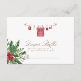 Red Holiday Baby Dusche Raffle Card 3.5x5 Begleitkarte
