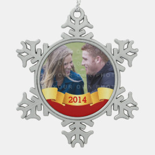 Red Holiday Banner Foto Ornament