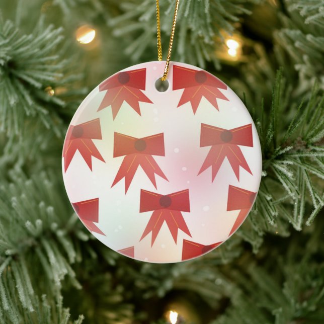 Red Holiday Bows Keramik Ornament (Baum)