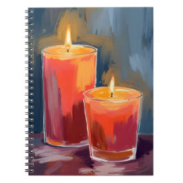 Red Holiday Candles Watercolor Holiday Notizblock