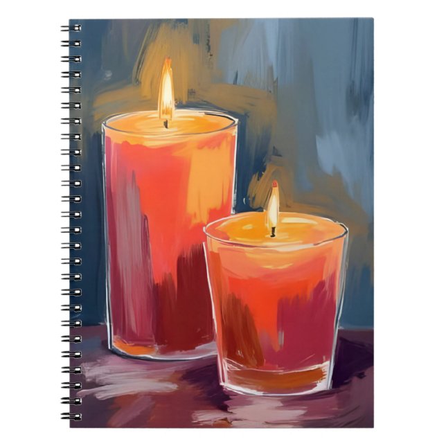 Red Holiday Candles Watercolor Holiday Notizblock (Vorderseite)