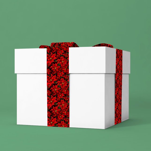 Red Holiday Christmas Poinsettia Pattern Satinband (Von Creator hochgeladen)