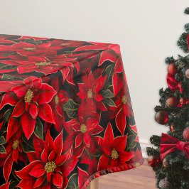 Red Holiday Christmas Poinsettia Pattern Tischdecke