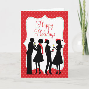 Red Holiday Cocktail Party Happy Holidays Feiertagskarte