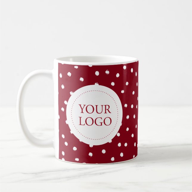 Red Holiday Confetti Minimal Business Logo Custom Kaffeetasse (Links)