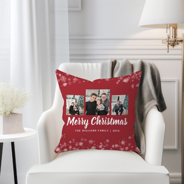 Red Holiday Foto Throw Kissen (Red Holiday Photo Throw Pillow
)