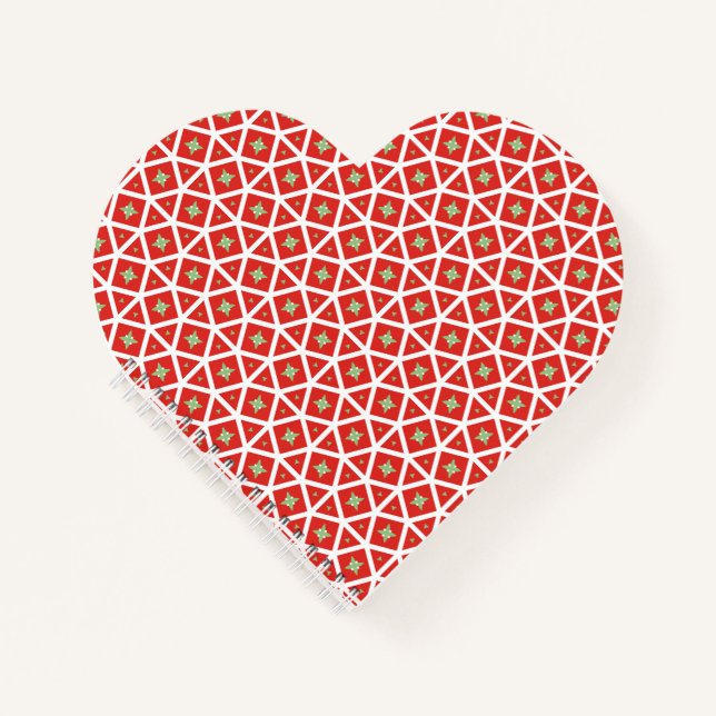 Red Holiday Geometric Star Design Notizbuch (Vorderseite)
