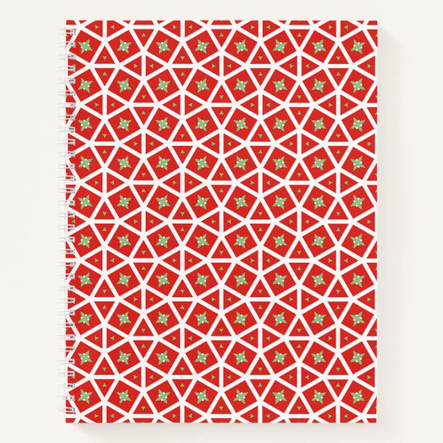 Red Holiday Geometric Star Design Notizbuch (Vorderseite)