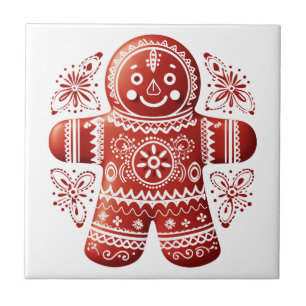 Red Holiday Gingerbread Man Skandinavien Folklore  Fliese