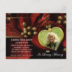 Red Holiday Heart Foto Beileid Danke PostCard Postkarte