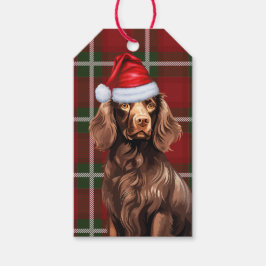 Red Holiday Kariert Boykin Spaniel Weihnachten Geschenkanhänger