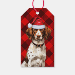 Red Holiday Kariert Brittany Spaniel Weihnachten Geschenkanhänger